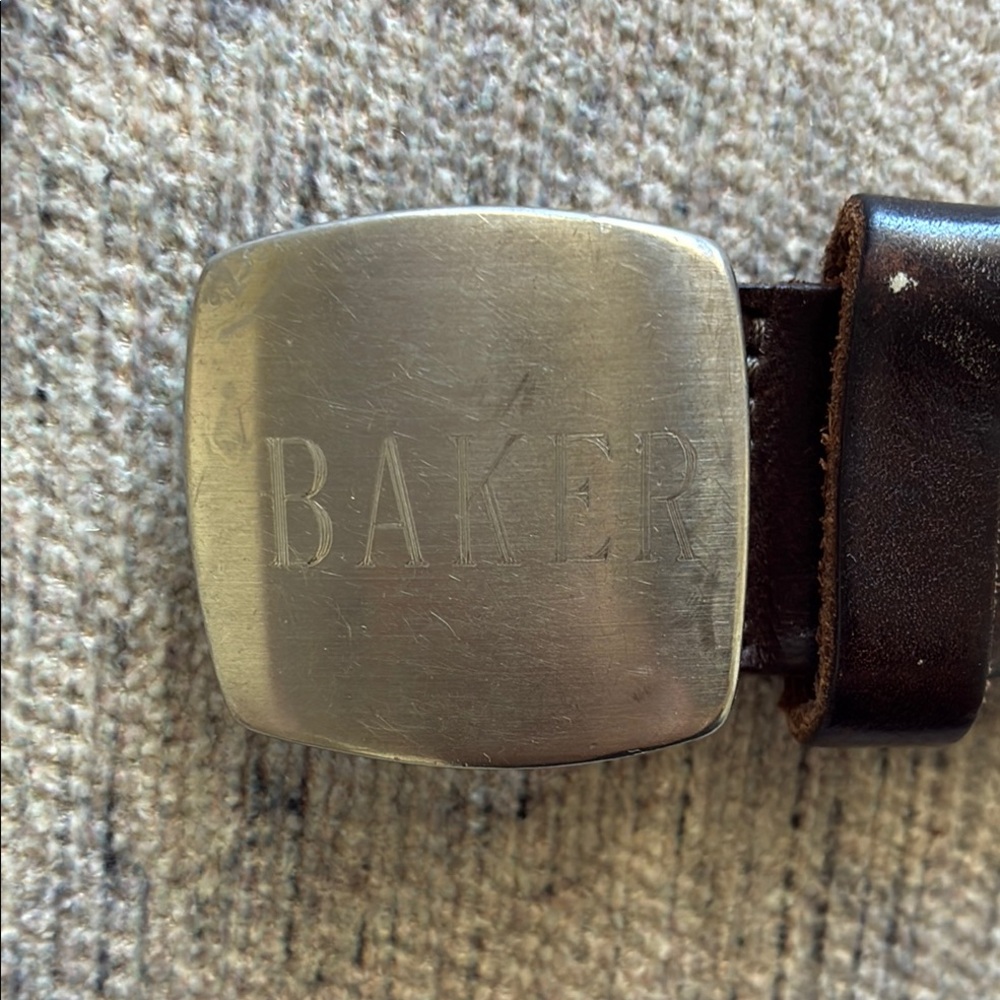 VINTAGE Custom Engraved Silver Tone/Dark Woven Leather Belt 34